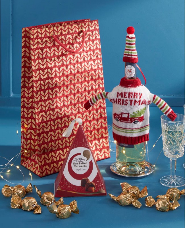 Festive Thanks with White Wine Gift Bag