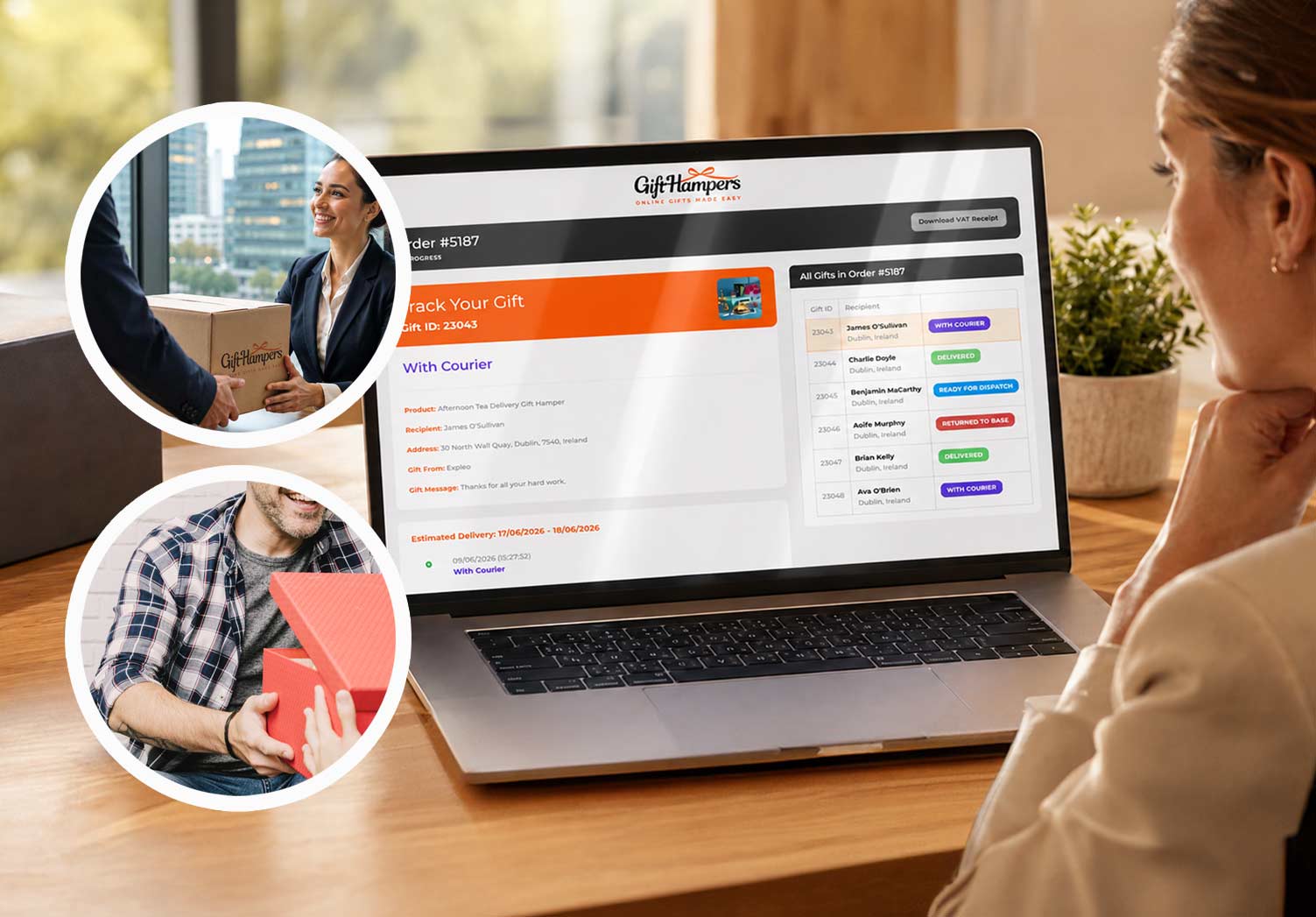 realtime tracking corporate gift hamper delivery in Greece